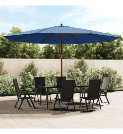 Parasol de jardin avec mât en bois bleu azuré 400x273 cm