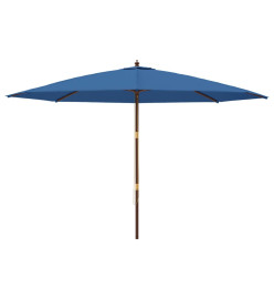 Parasol de jardin avec mât en bois bleu azuré 400x273 cm