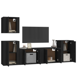 Ensemble de meubles TV 5 pcs Noir Bois d'ingénierie