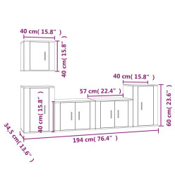 Ensemble de meubles TV 5 pcs Noir Bois d'ingénierie