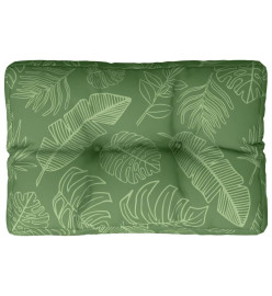 Coussin de palette motif de feuilles 60x40x12 cm tissu