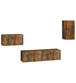 Ensemble de meubles TV 4 pcs Chêne fumé Bois d'ingénierie