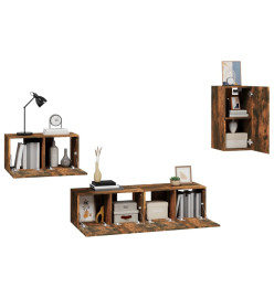 Ensemble de meubles TV 4 pcs Chêne fumé Bois d'ingénierie