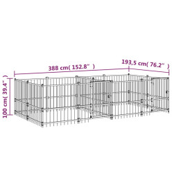 Chenil d'extérieur pour chiens Acier 7,51 m²