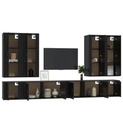 Ensemble de meubles TV 8 pcs Noir Bois d'ingénierie