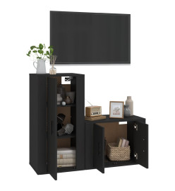 Ensemble de meubles TV 2 pcs noir bois d'ingénierie