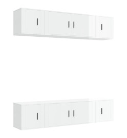 Ensemble de meubles TV 6 pcs Blanc brillant Bois d'ingénierie