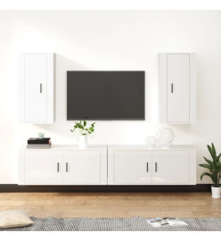 Ensemble de meubles TV 4 pcs Blanc brillant Bois d'ingénierie