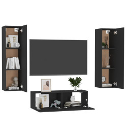 Ensemble de meubles TV 3 pcs Noir Aggloméré