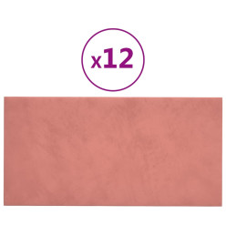 Panneaux muraux 12 pcs Rose 60x30 cm Velours 2,16 m²