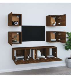 Ensemble de meubles TV 6 pcs Chêne marron Bois d'ingénierie