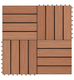 Carreau de terrasse en relief 11 pcs WPC 30 x 30 cm 1 m² Marron