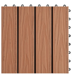 Carreau de terrasse en relief 11 pcs WPC 30 x 30 cm 1 m² Marron