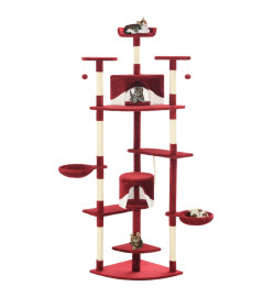 Arbre à chat avec griffoirs en sisal 203 cm Rouge et Blanc