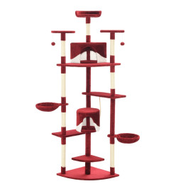 Arbre à chat avec griffoirs en sisal 203 cm Rouge et Blanc