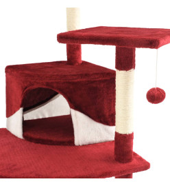 Arbre à chat avec griffoirs en sisal 203 cm Rouge et Blanc