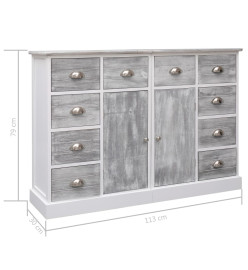 Buffet avec 10 tiroirs Gris 113 x 30 x 79 cm Bois