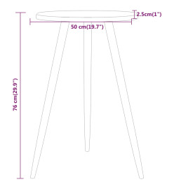 Table de bistro Gris Ø50x76 cm MDF et fer