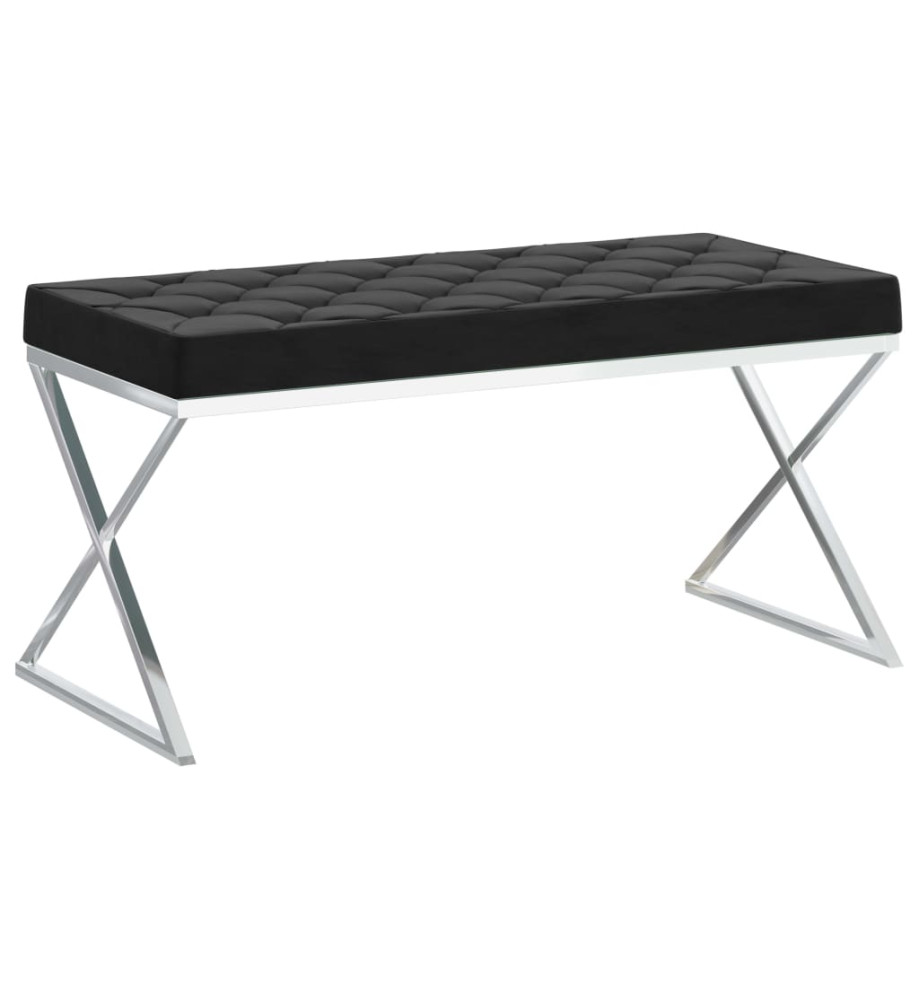 Banc 97 cm Noir Velours et acier inoxydable