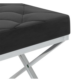 Banc 97 cm Noir Velours et acier inoxydable