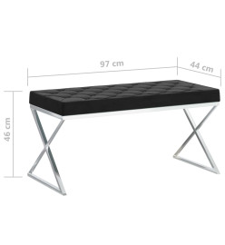 Banc 97 cm Noir Velours et acier inoxydable