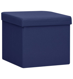 Tabouret de rangement pliable avec motif de chat Bleu Tissu