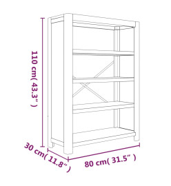 Bibliothèque 4 niveaux 80x30x110 cm Bois solide d'acacia