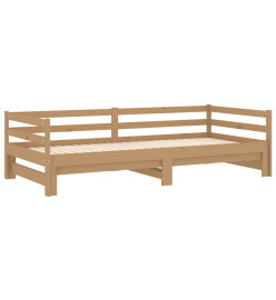 Lit coulissant Marron miel Bois de pin massif 2x(90x200) cm