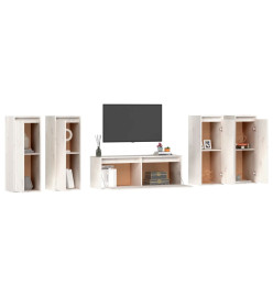 Meubles TV 5 pcs Blanc Bois massif de pin