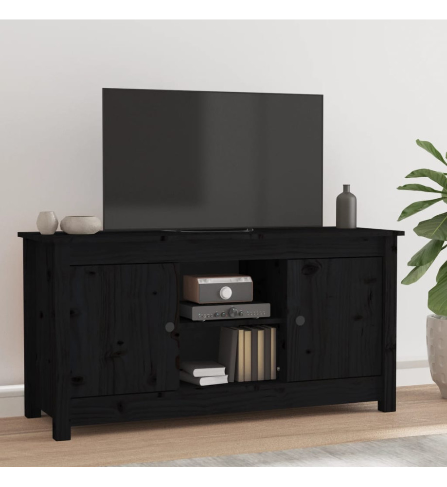 Meuble TV Noir 103x36,5x52 cm Bois de pin massif