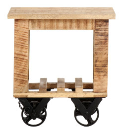 Table d'appoint avec roues 40x40x42 cm Bois de manguier brut