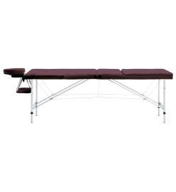 Table de massage pliable 3 zones Aluminium Violet vin