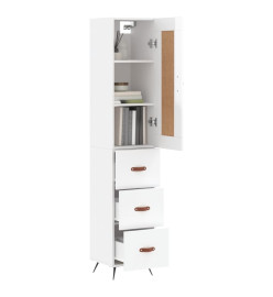 Buffet haut Blanc brillant 34,5x34x180 cm Bois d'ingénierie