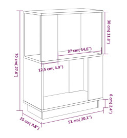 Bibliothèque/Séparateur de pièce Gris 51x25x70 cm Pin solide