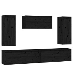 Meubles TV 5 pcs Noir Bois massif de pin