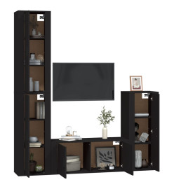 Ensemble de meubles TV 4 pcs Noir Bois d'ingénierie