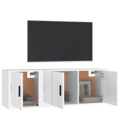 Ensemble de meubles TV 2 pcs blanc brillant bois d'ingénierie