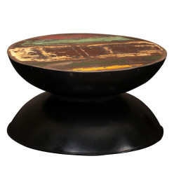 Table basse Bois de récupération massif Base noire 60x60x33 cm