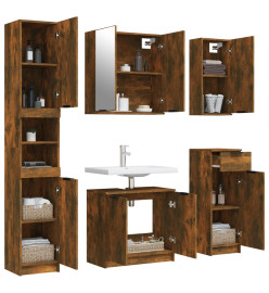 Meubles de salle de bain 5 pcs Chêne fumé Bois d'ingénierie