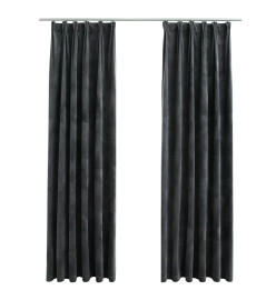 Rideaux occultants et crochet 2pcs Velours Anthracite 140x225cm