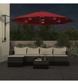 Parasol mural avec LED rouge vif 290 cm