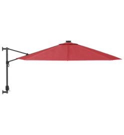 Parasol mural avec LED rouge vif 290 cm