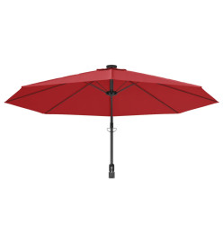 Parasol mural avec LED rouge vif 290 cm