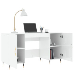 Bureau Blanc brillant 140x50x75 cm Bois d'ingénierie