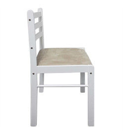 Chaises à manger lot de 2 blanc hévéa solide et velours