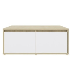 Table basse Blanc et chêne sonoma 80x80x31 cm Aggloméré