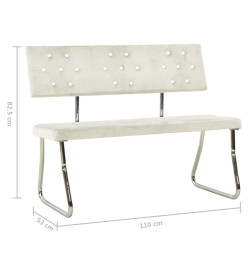 Banc 110 cm Blanc crème Velours