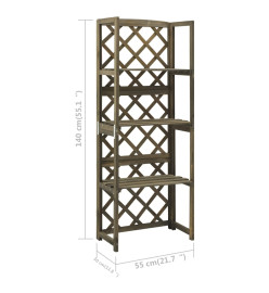 Treillis avec étagères Gris 55x30x140 cm Bois de sapin massif
