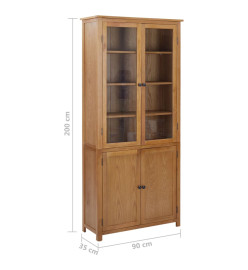 Bibliothèque avec 4 portes 90x35x200 cm Bois de chêne et verre