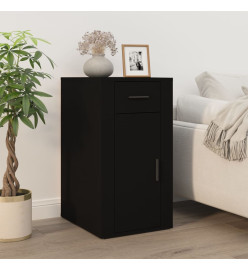 Bureau avec armoire noir bois d'ingénierie